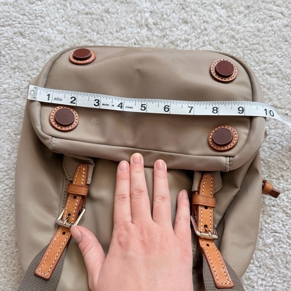 Dooney And Bourke Allie Nylon Beige Brown Leather Backpack Authentic main image 13